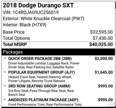 2018 Dodge Durango SXT