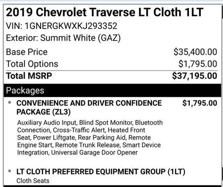 2019 Chevrolet Traverse LT Cloth
