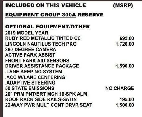 2019 Lincoln Nautilus Reserve