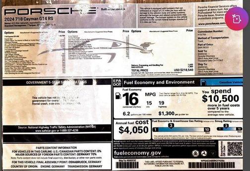 2024 Porsche 718 Cayman GT4 RS