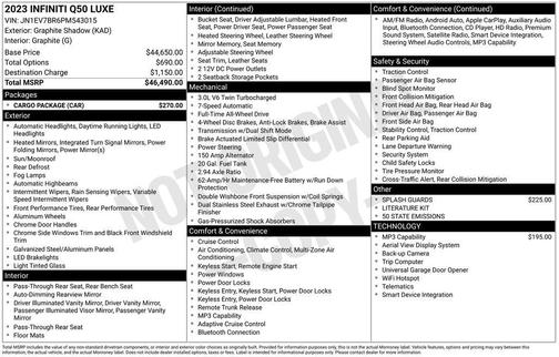Graphite Shadow 2023 INFINITI Q50 3.0t LUXE