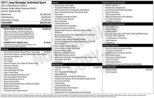 2017 Jeep Wrangler Unlimited Sport