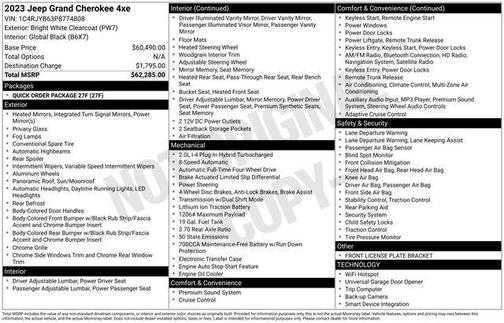 Bright White Clearcoat 2023 Jeep Grand Cherokee 4xe Base