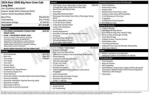 2024 RAM 3500 Big Horn Crew Cab 4x4 8' Box
