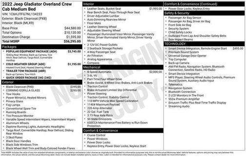 Black Clearcoat 2022 Jeep Gladiator Overland