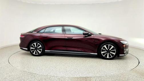 Zenith Red Metallic 2023 Lucid Air Pure AWD with 19'' Aero Range Wheels