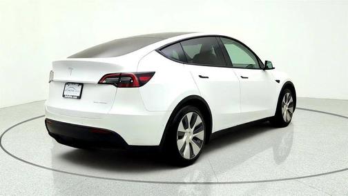 Pearl White Multi-Coat 2021 Tesla Model Y Long Range AWD w/ 7-Seat, Accel Boost & White/Black Interior