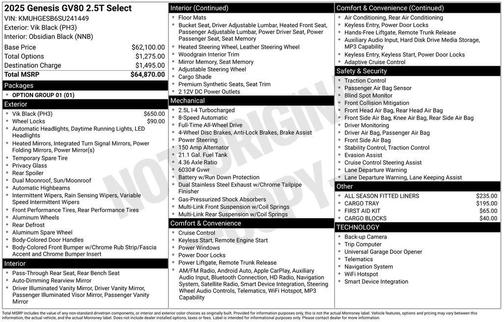 2025 Genesis GV80 2.5T