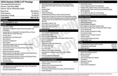 2026 Genesis GV80 3.5T