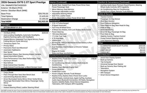 2026 Genesis GV70 2.5T Sport Prestige