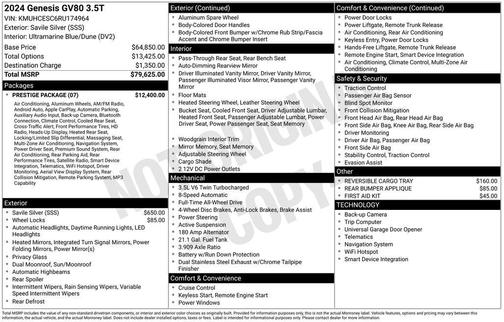 Savile Silver 2024 Genesis GV80 3.5T