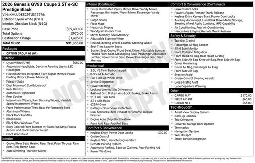 2026 Genesis GV80 Coupe 3.5T e-SC