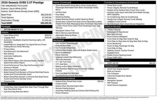 2026 Genesis GV80 3.5T