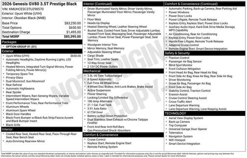 2026 Genesis GV80 3.5T