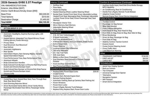 2026 Genesis GV80 3.5T