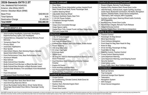 2026 Genesis GV70 2.5T