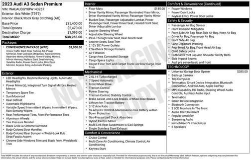 Ibis White 2023 Audi A3 Premium