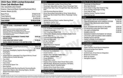 2022 RAM 3500 Limited Mega Cab 4x4 6'4' Box