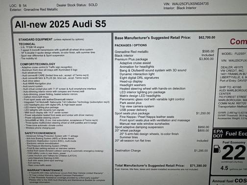 2025 Audi S5 3.0T quattro Premium