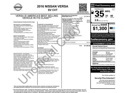 2016 Nissan Versa 1.6 SV