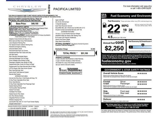 Diamond Black 2026 Chrysler Pacifica Limited