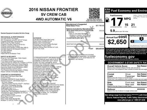 Arctic Blue Metallic 2016 Nissan Frontier SV