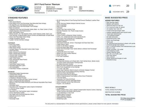 White Gold 2017 Ford Fusion Titanium