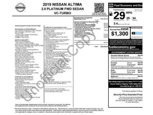 2019 Nissan Altima 2.0 Platinum
