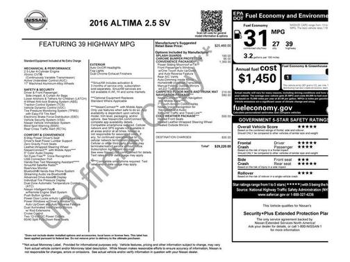 Black 2016 Nissan Altima 2.5 SV
