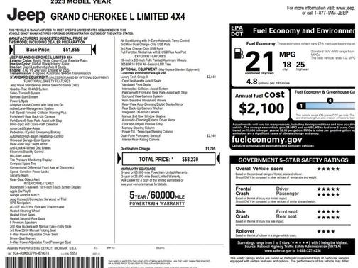 Bright White Clearcoat 2023 Jeep Grand Cherokee L Limited