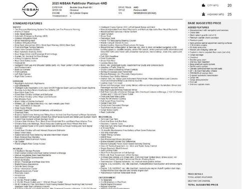 2025 Nissan Pathfinder Platinum