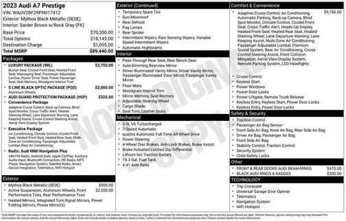 2023 Audi A7 Prestige 55 TFSI quattro S tronic