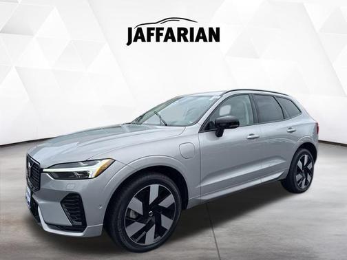 Silver 2025 Volvo XC60 Plug-In Hybrid Plus, T8 AWD Electric/Gasoline, Dark