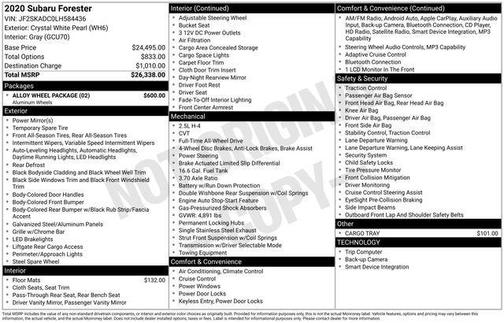 Crystal White Pearl 2020 Subaru Forester Base