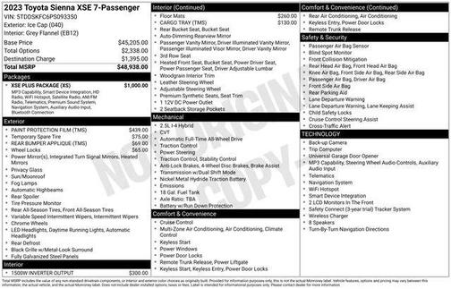Ice Cap 2023 Toyota Sienna XSE 7 Passenger