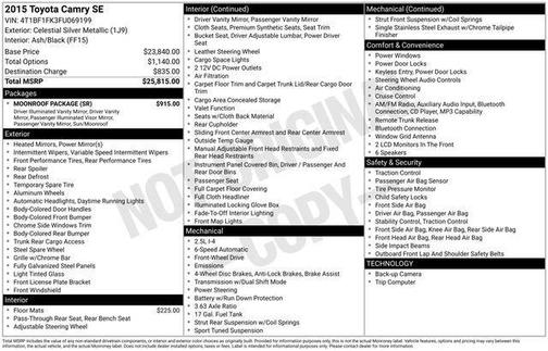 Celestial Silver Metallic 2015 Toyota Camry SE