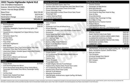 Wind Chill Pearl 2022 Toyota Highlander Hybrid XLE