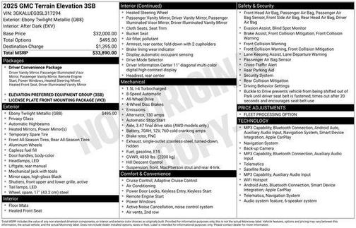 Ebony Twilight Metallic 2025 GMC Terrain AWD Elevation