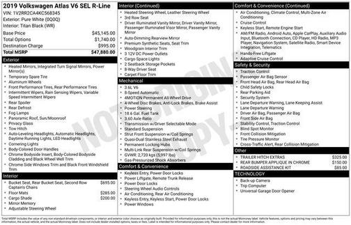 2019 Volkswagen Atlas 3.6L SEL