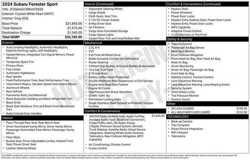 Crystal White Pearl 2024 Subaru Forester Sport
