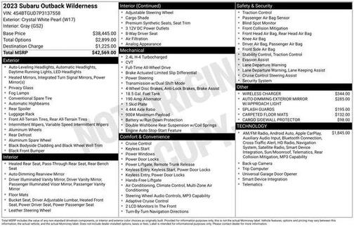 Crystal White Pearl 2023 Subaru Outback Wilderness