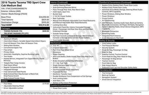 2016 Toyota Tacoma TRD Sport