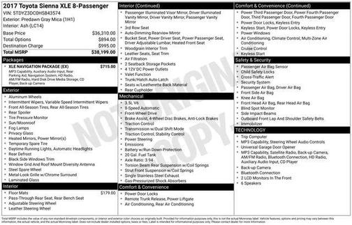 Predawn Gray Mica 2017 Toyota Sienna XLE