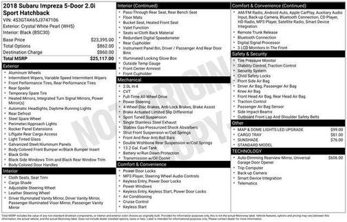 2018 Subaru Impreza 2.0i Sport