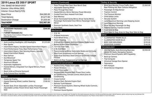 2019 Lexus ES 350 F Sport