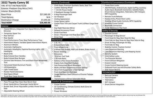 Predawn Gray Mica 2022 Toyota Camry SE