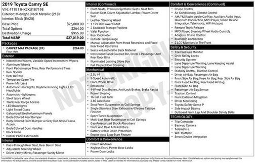 2019 Toyota Camry SE