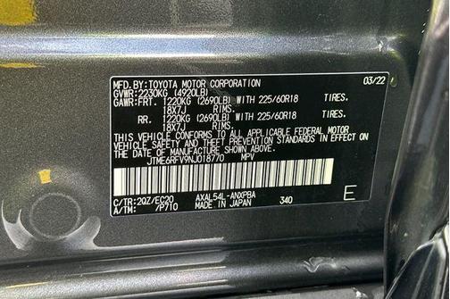 Magnetic Gray Metallic/Midnight Black Metallic 2022 Toyota RAV4 Hybrid SE