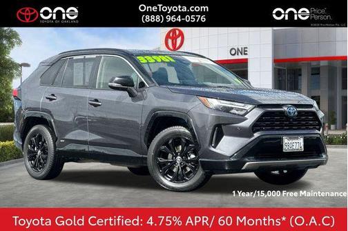 Magnetic Gray Metallic/Midnight Black Metallic 2022 Toyota RAV4 Hybrid SE