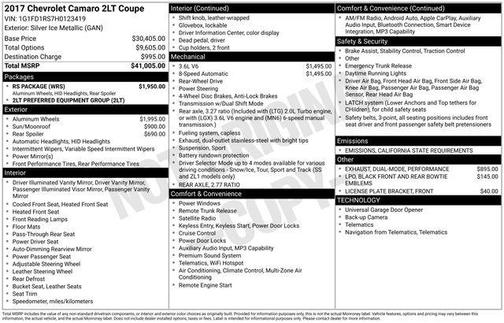 2017 Chevrolet Camaro 2LT